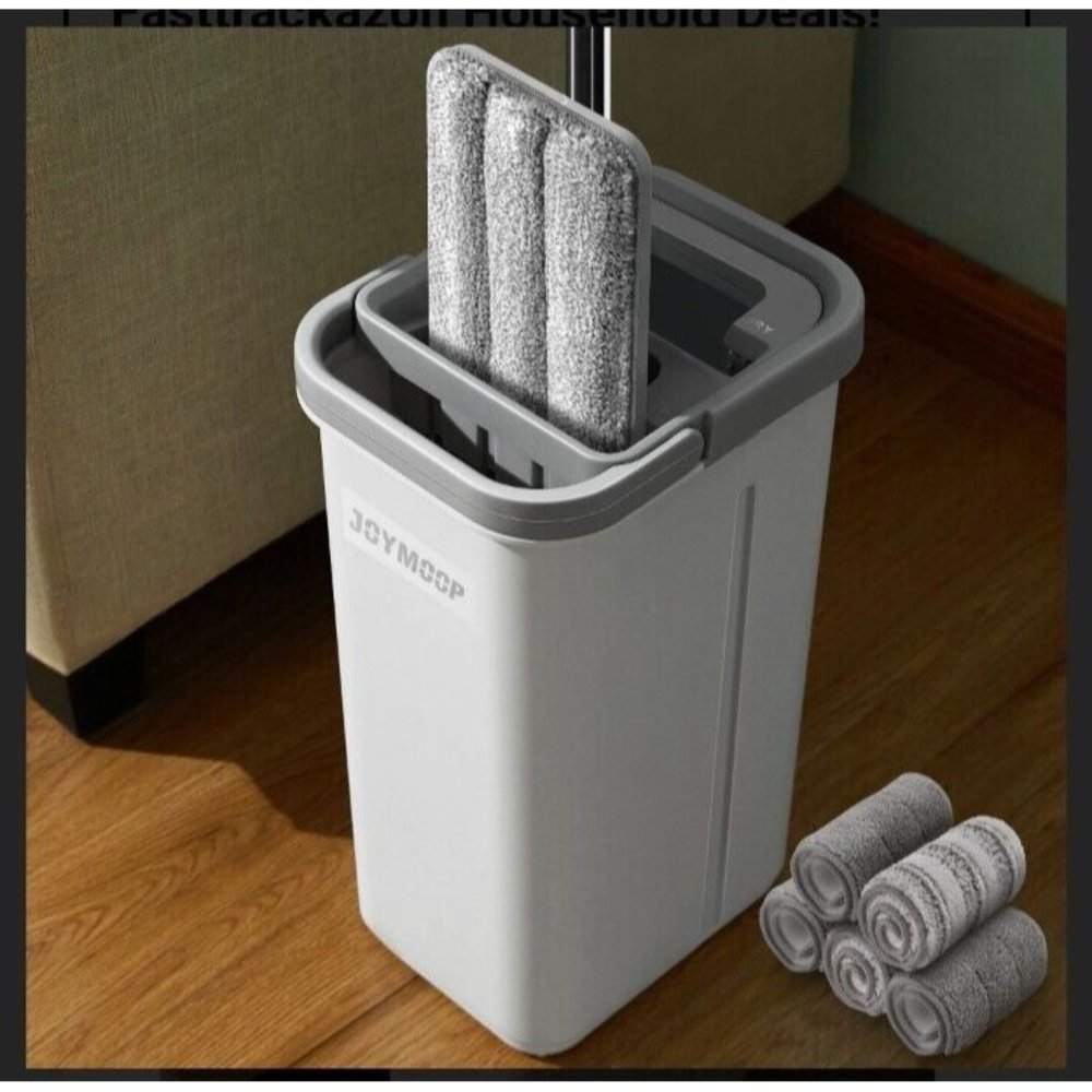 JOYMOOP Mop and Bucket with Wringer Set, Flat Squeeze Mop Flat Head Mop,Dust for